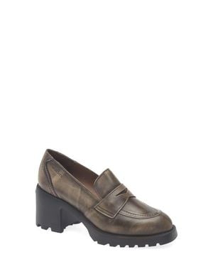 Wonders G-7201 Penny Loafer Lug Pump - Gray