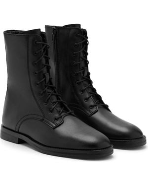 Mango Leather Ankle Boot - Black