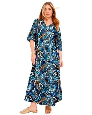 June + Vie Boho Maxi Dress - Blue