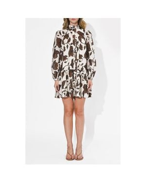 Adelyn Rae Sharon Floral Print Long Sleeve Minidress - Black