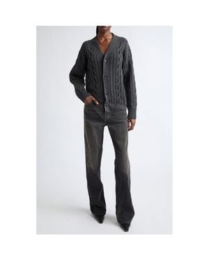 Haikure Janice Merino Wool Cardigan & Distressed Slim Straight Leg Jeans Jumpsuit - Black