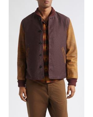 Ralph Lauren Hendee Mixed Media Varsity Jacket - Brown