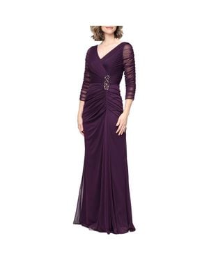Alex Evenings Pleated Chiffon Gown - Purple