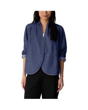 Eileen Fisher Organic Cotton Curved Front Jacket - Blue