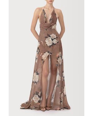 sau lee penelope velvet halter maxi dress Penelope Backless Satin Gown – SAU LEE