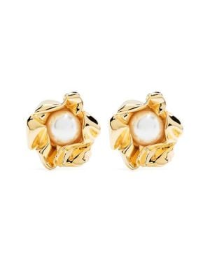 Sterling King Titania Faux Pearl Stud Earrings - Metallic