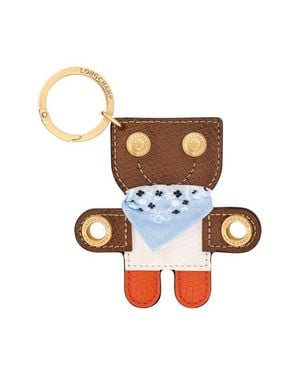 Longchamp Les Champs Leather Key Ring - White