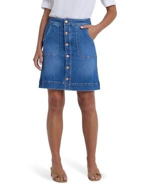NYDJ High Waist A-Line Denim Utility Skirt - Blue