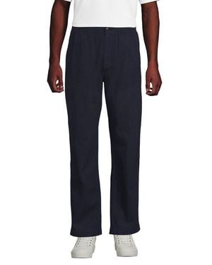 Lands' End Linen Cotton E-Waist Pant - Blue
