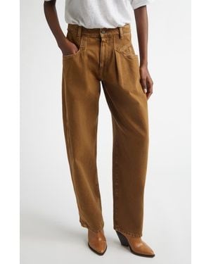 Isabel Marant Lisha Pleated Barrel Leg Jeans - Brown