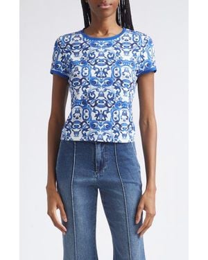 Alice + Olivia Onie Ringer Cotton Baby Tee - Blue