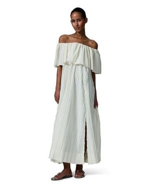 Day Birger et Mikkelsen Chrissi Raw Stripe Bardot Maxi Dress - White