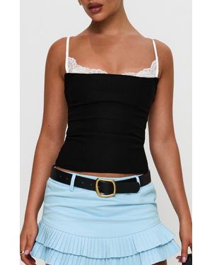 Princess Polly Renaissance Lace Layered Crop Corset Tank - Black