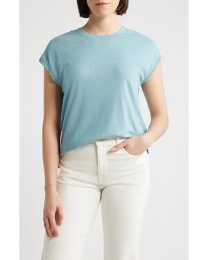 Wit & Wisdom Crochet Cap Sleeve Tee - Blue