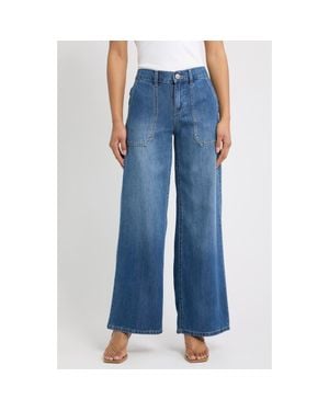 1822 Denim Utility Pocket Wide Leg Jeans - Blue