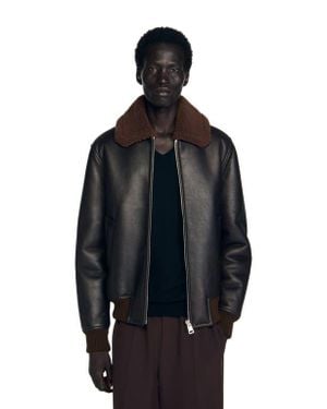 Sandro Reversed Leather Jacket - Black