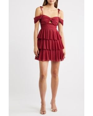 Emerald Sundae Glitter Layered Ruffle Tie Strap Minidress