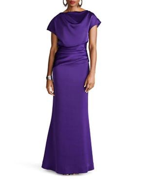 Halston Lissandra Satin Pencil Gown - Purple
