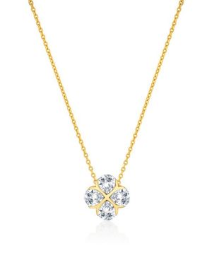 Crislu Four Stone Pendant Necklace - Metallic