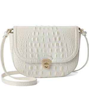 Brahmin Portia Croc Embossed Leather Crossbody Bag - White