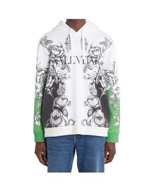 Valentino Dark Blooming Floral Logo Hoodie - Multicolor