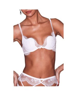 Fleur du Mal Frankie Underwire Lace Plunge Demi Bra - Brown