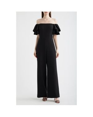 Eliza J Ruffle Sleeve Off The Shoulder Jumpsuit - Black