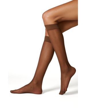 Stems 3-Pack Sheer Knee High Socks - Brown