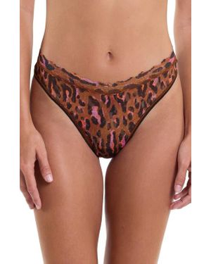 Hanky Panky Signature Lace High Waist V-Front Thong - Brown
