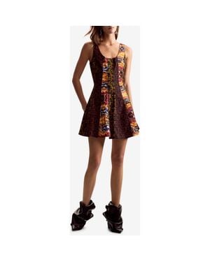 Desigual Mix Print Fit & Flare Minidress - Brown