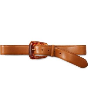 Veronica Beard Resin Buckle Leather Belt - Brown
