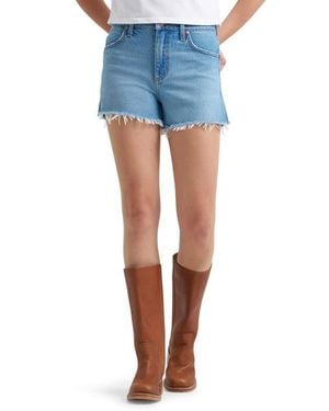 Wrangler Cowboy High Waist Denim Cutoff Shorts - Blue