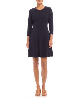 Karen Kane Long Sleeve Jersey Fit & Flare Dress - Blue