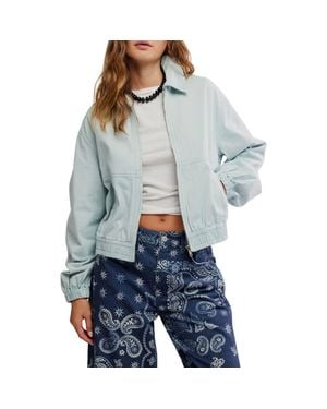 Free People Birdie Cotton Bomber Jacket - Blue