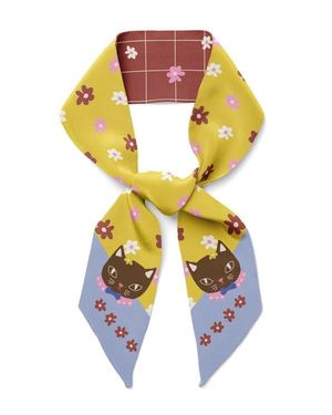 Centinelle Chat Au Chocolat Twilly Ribbon Scarf - Multicolor