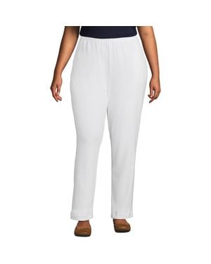 Lands' End Plus Size Sport Knit High Rise Pants - White