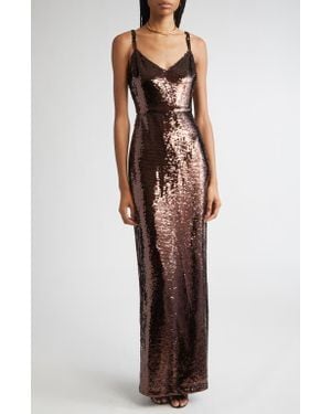 L'Agence Karma Sequin Maxi Dress - Brown