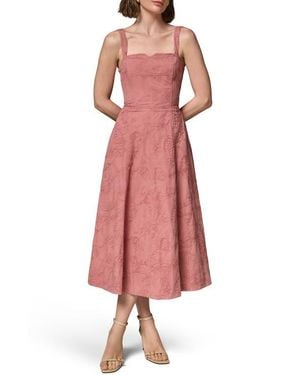 Donna Karan Embroidered Sleeveless Midi Dress - Pink