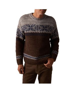 The Normal Brand Fair Isle Wool Blend Crewneck Sweater - Brown