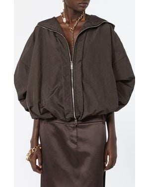 Sportmax Water Repellent Oversize Hooded Rain Jacket - Brown