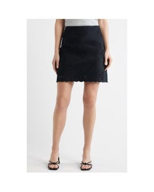Caslon Eyelet Lace Miniskirt - Black