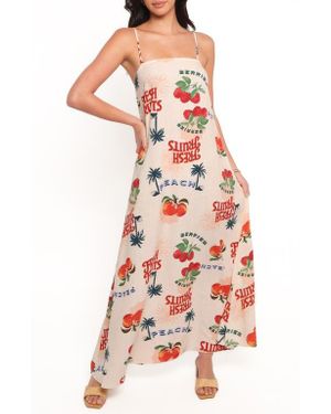 Petal & Pup Valencia Produce Print Maxi Sundress - White