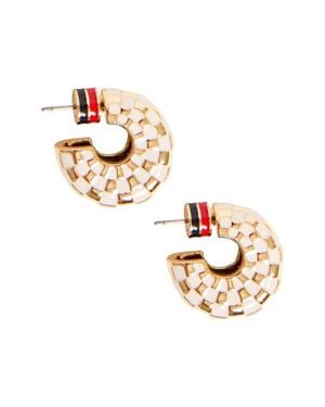 Clare V. Le Checker Hoop Earrings - Metallic