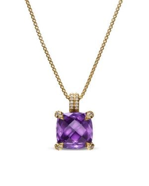 David Yurman Chatelaine Pendant Necklace 18K With Amethyst & Diamonds - Purple