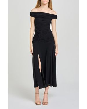 Wayf X Hannah Lovey Porter Margaux Off The Shoulder Ruched Dress (Nordstrom Exclusive) - Black
