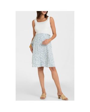 Seraphine Sleeveless Maternity/Nursing Dress - Blue