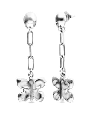 Uno De 50 Long Butterfly Earrings - White