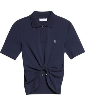Rabanne Pierced Stretch Cotton Polo - Blue