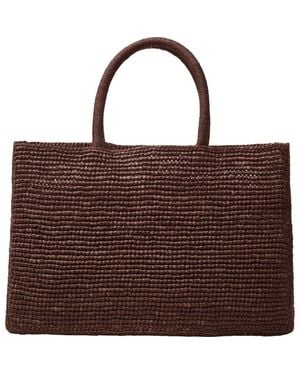 LIE STUDIO Small Woven Raffia Tote - Brown