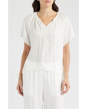 Theory Gathered Tie Neck Top - White